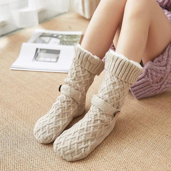 Winter Floor Socks Anti-Slip Fleece Lined House Socks Warm Slipper Socks with Grippers