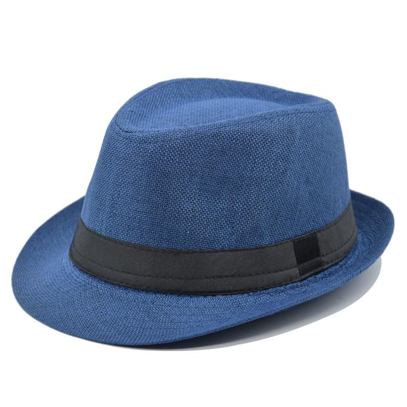 British Style Linen Fedora: Cross-border Gift for Middle-aged and Elderly; Outdoor Sun Protection Panama Performance Hat.