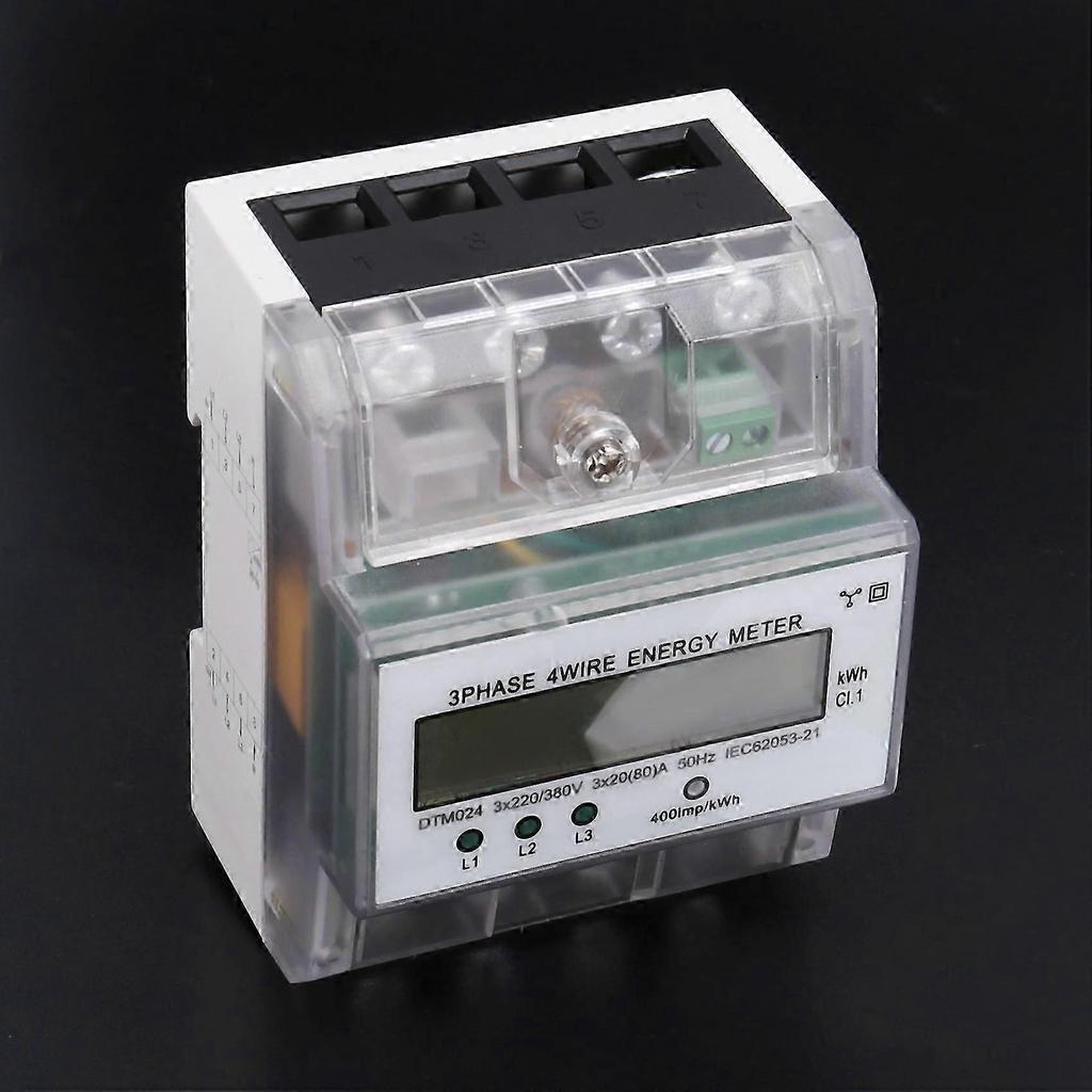 digital energy meter 3 phase 220v 380v 20a 80a kwh rail installation power meter
