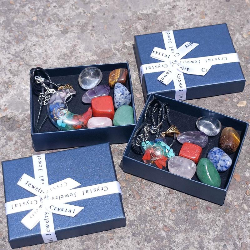 Crystals Healing Stones Set Spiritual Crystal Necklace Natural Energy Reiki Crystal Spiritual Gemstones Pendant Jewelry