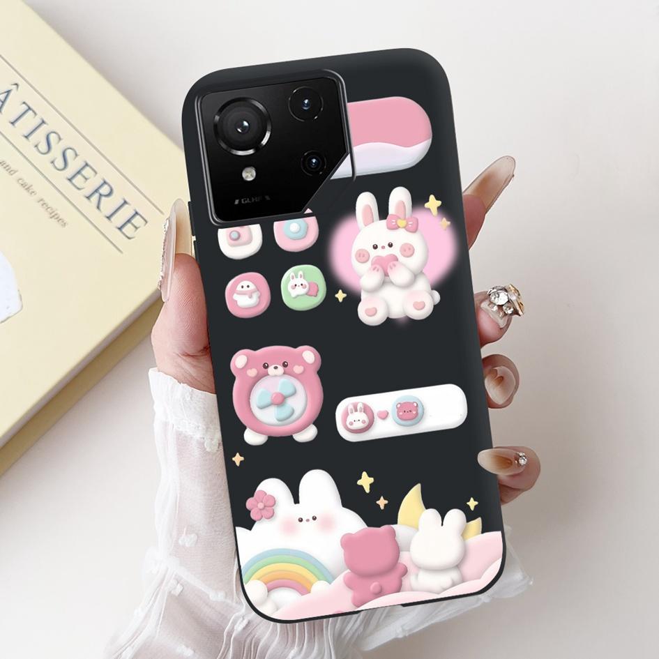 For Asus Rog Phone 9 Pro 5G Case Popular Flower Cartoon Soft Black Silicone Shockproof Cover For Asus Rog Phone 9 FE Phone9 Capa