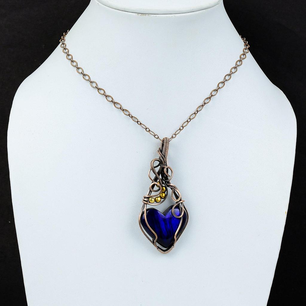 Blue Flash Labradorite Gemstone Pure Copper Wire Wrapped Handmade Pendant Jewelry For Her