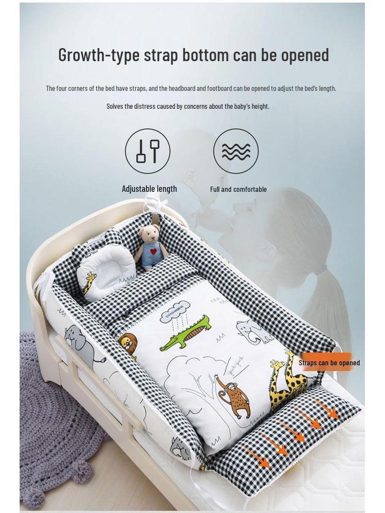 Foldable Portable Baby Crib: Anti-Pressure, Anti-Startle Pure Cotton Sleeping Bed