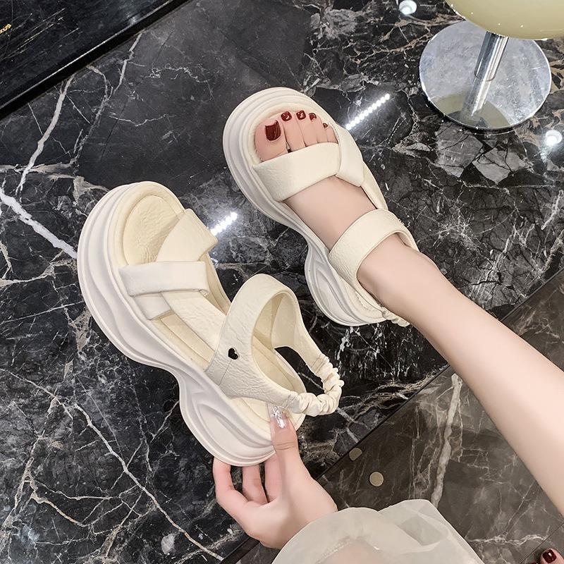 Cross-strapped Sandals Women's Summer New One-pedal Open-toed Casual Muffin Beach Versatile Sandals