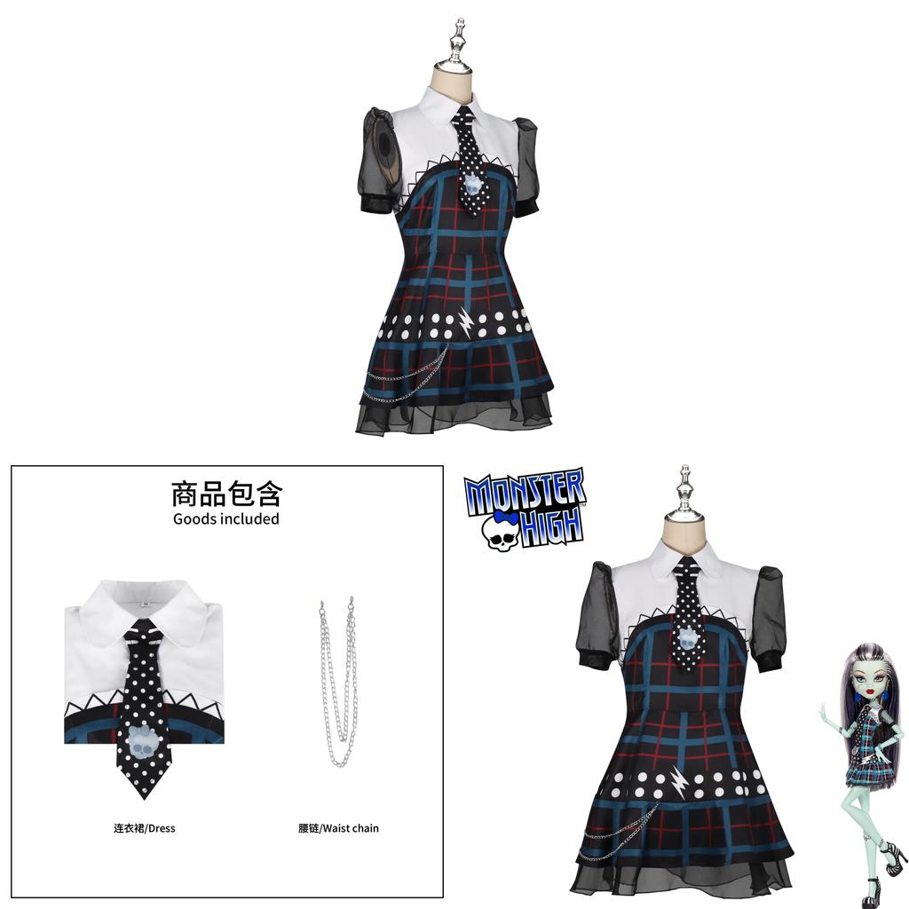 Vestido de Cosplay da Frankie Stein de Monster High Com Material Macio de Nylon Para Role Play de Anime