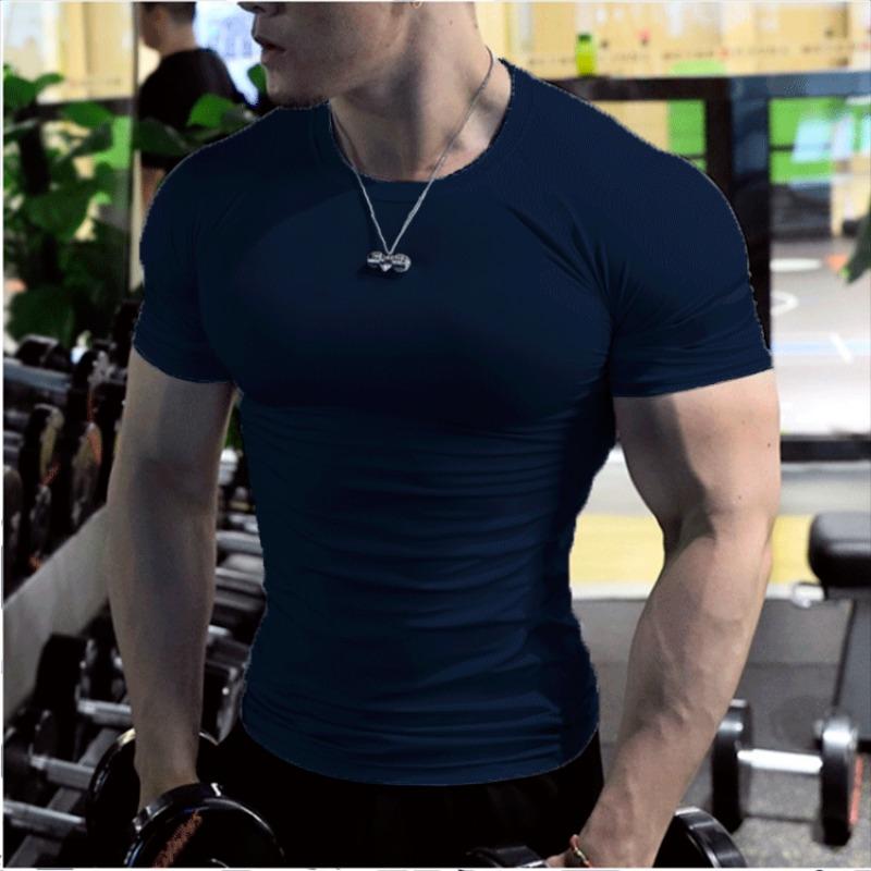 Mens Plain Short Sleeve Slim Fit T Shirt Custom Print For Gym Workout