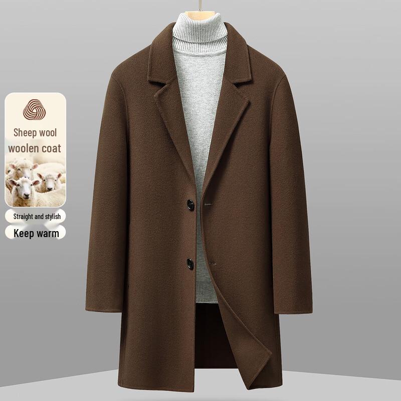 SNOWFLYING Men's Double-Sided Wool Blend Mid-Length Overcoat