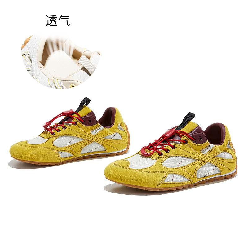 

Leather German training shoes women s spring new ugly cute big head color matching sports shoes casual versatile flat Forrest Gump shoes 35 жёлтый