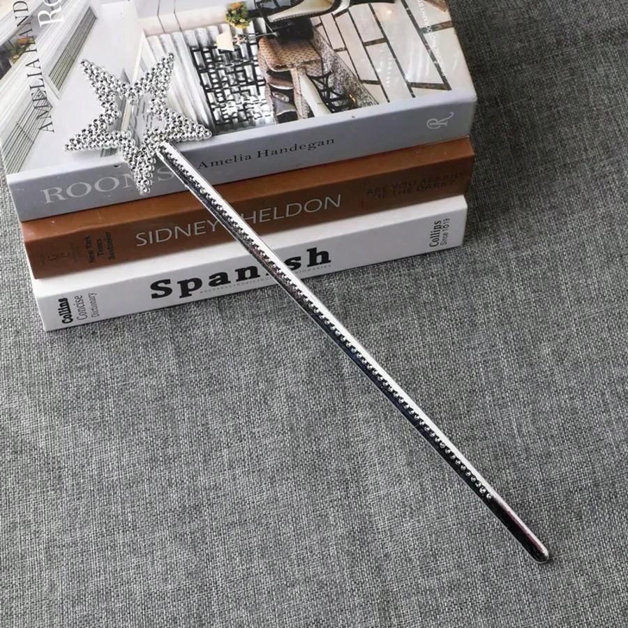 1pc Star-Shaped Five-Pointed Star Magic Wand, Angel Star Fairy Magic Wand, Double Heart Magic Wand, Stage Performance Props, All Seasons 1pcs Silver