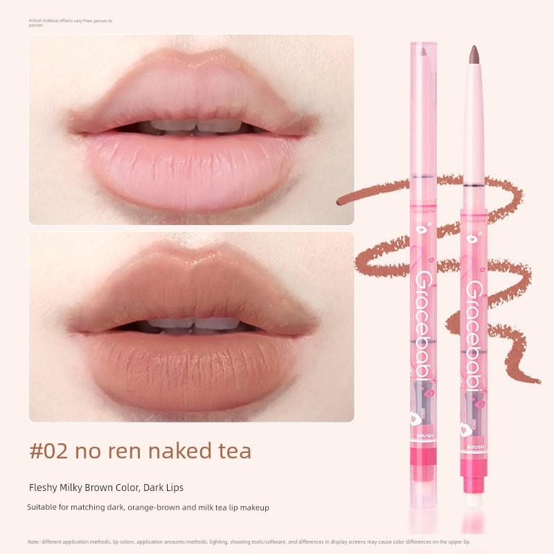 Multi-Purpose! Gracebabi Matte Double-Ended Lip Liner, Nude Lipstick, Lip Plumping Primer, Long-Lasting Waterproof