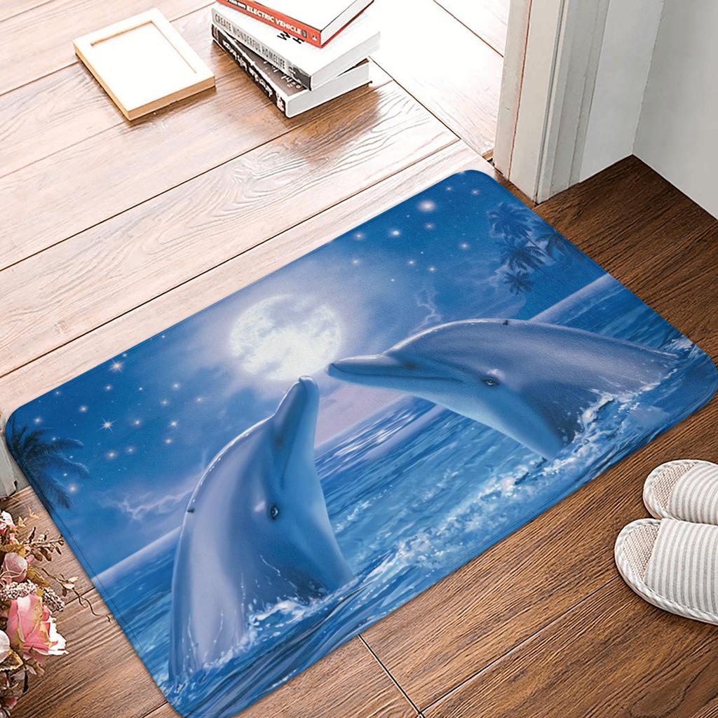 Meeresbewohner Delfin Fisch Boden Tür Küche Badezimmer Matte Rutschfest Innen Ozean Tier Fußmatte Garage Eingang Teppich Teppich