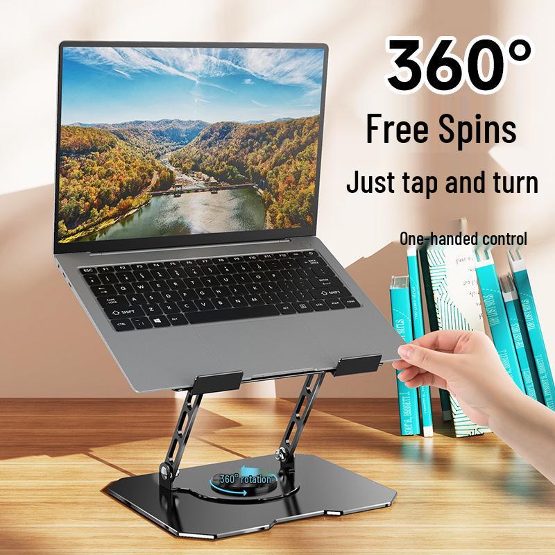 All-Metal Dual-Axis Laptop Stand: Elevates View, Enhances Heat Dissipation for Dorm Desktops.