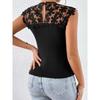 Summer New Arrival Women's Clothing Fashion Style Sleeveless Tops Sexy Silm Stretch Lace Patchwork T-shirt Black Slimming Thin