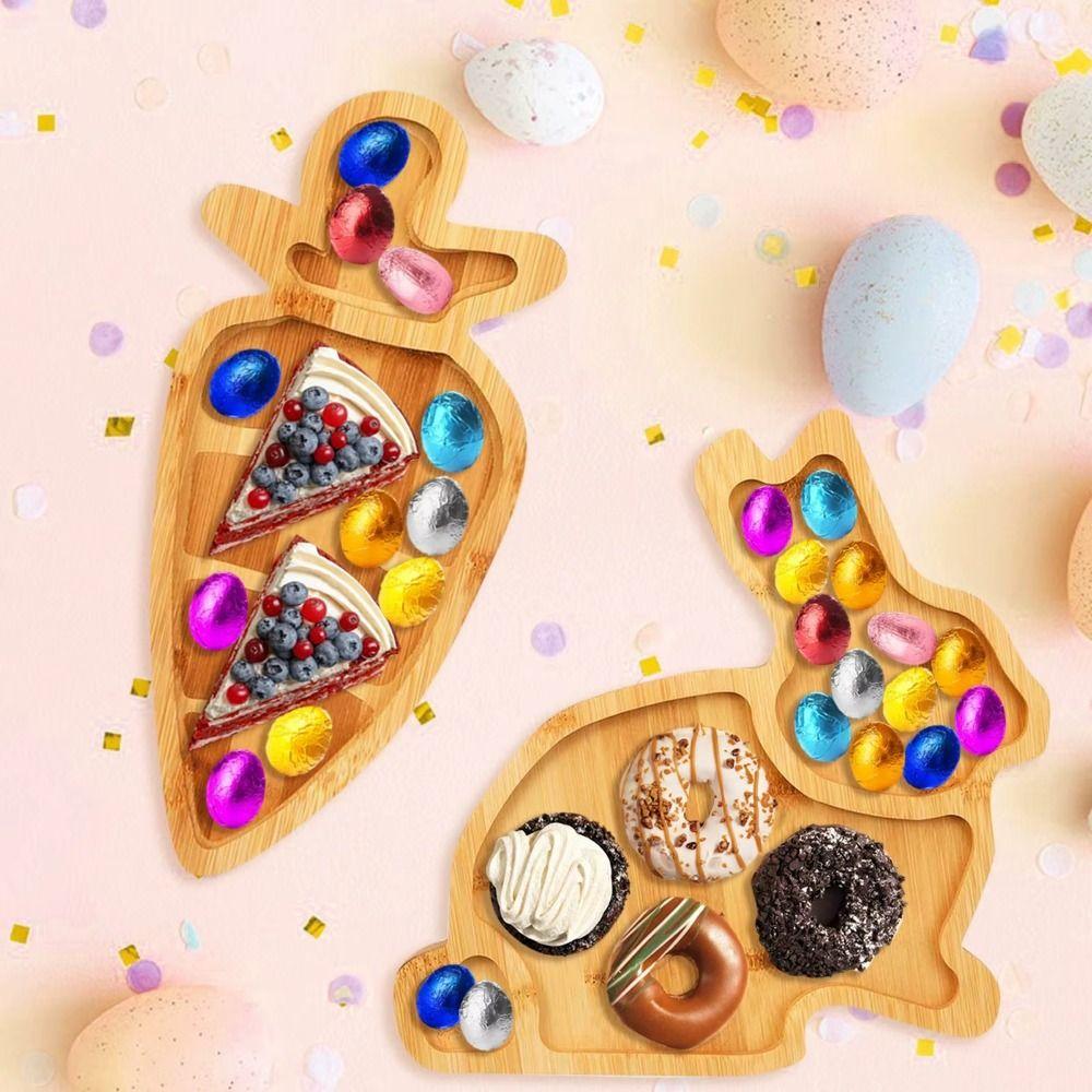 Rustic Style Wooden Serving Platter Rabbit Easter Rabbit Candy Plates  Tea Snacks