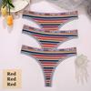 3 STK/sett Fargerike stripete bomull Dametruser Sexy G-String Undertøy Dame Pustende Thong Intimates Undertøy T-Back Truser