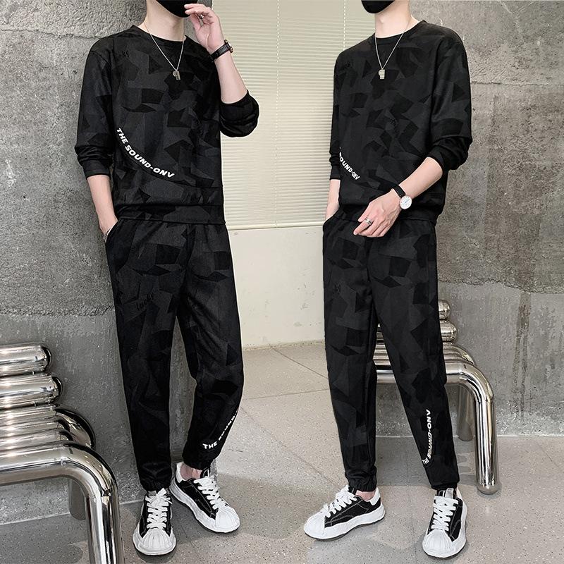 Uformell sportsdress for menn vår og høst Ny genser med rund hals Løs kjekk dress