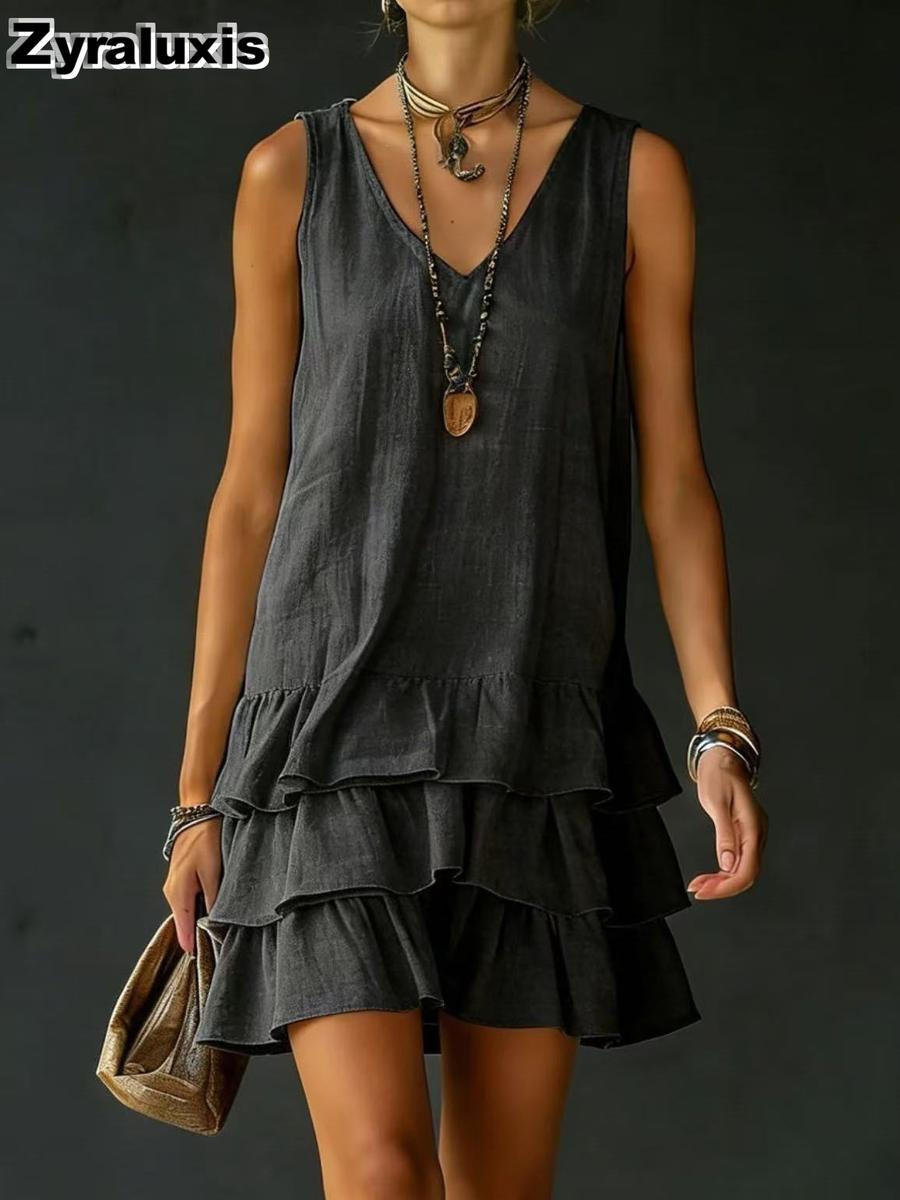 Summer Women s Fashion Loose Casual Solid Color Vest Dress for Women S