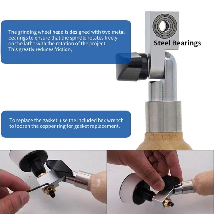Bowl Sander Sanding Tool for Woodworking With Hook Sanding Pad and Long Hardwood Handle Sandpaper Discs Buffer Pad