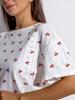 Europese Stijl Hart Kersenprint Korte Mouw Pyjamaset