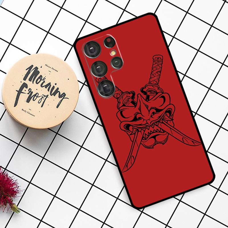 Samurai Oni Mask Case For Samsung Galaxy S24 FE S21 S22 S23 S25 Ultra S9 S10 Plus S20 FE S25 FE Phone Cover