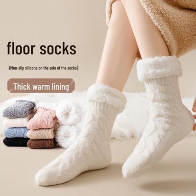 Lambswool Women's Plus Velvet Thick Warm Plush Floor Socks for Autumn/Winter - Cozy Sleep & Maternity Use