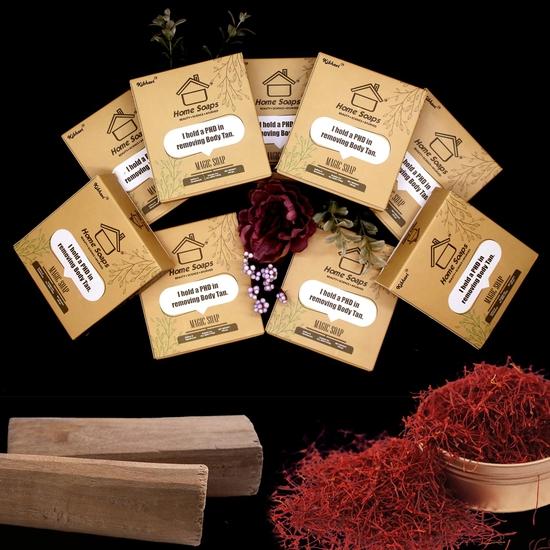 

Мыло Home Ghar Сандаловое дерево и Шафран Волшебное мыло для ванны | Без парабенов | Чандан, Мыло для осветления кожи для мужчин и женщин (Упаковка 100 г из 9 штук)