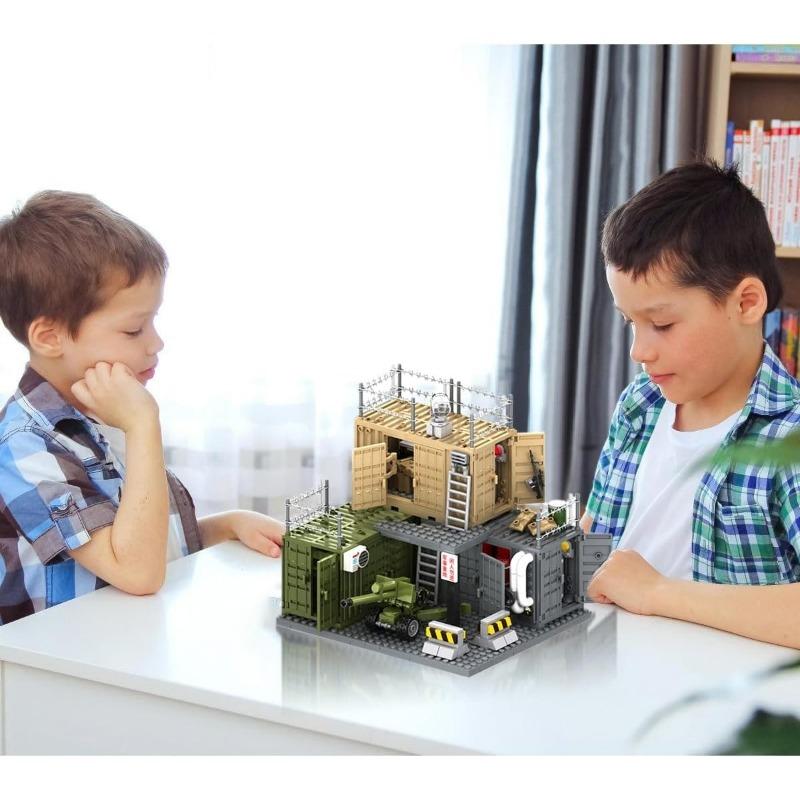 Weltkrieg 2 WW2 Armee Militär Soldaten SWAT Container Waffe Kanone Basis Modell Bausteine Ziegel Kinder Spielzeug Geschenk