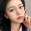 Vintage Unisex Polygon Anti- Blue Lightweight Eyeglasses Metal Frames Flat Ocular Stylish Comfy Transparent Spectacle For Female Male
