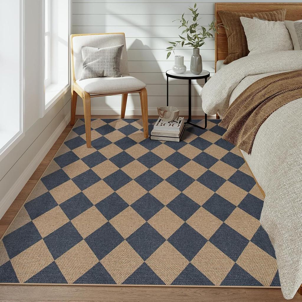 Tappeto Retro Americano Stampa a Scacchi Tappetino Decorativo per Soggiorno Decorazione Moderna per la Casa Tappeto Antiscivolo da Comodino Diverse Dimensioni