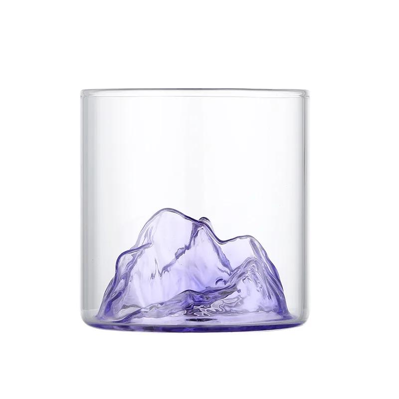 Taza de Café de Cristal Transparente Pequeña Taza de Montaña Vaso de Cristal para Whisky Resistente al Calor Taza para Té Bebida Leche Zumo Vasos para Beber