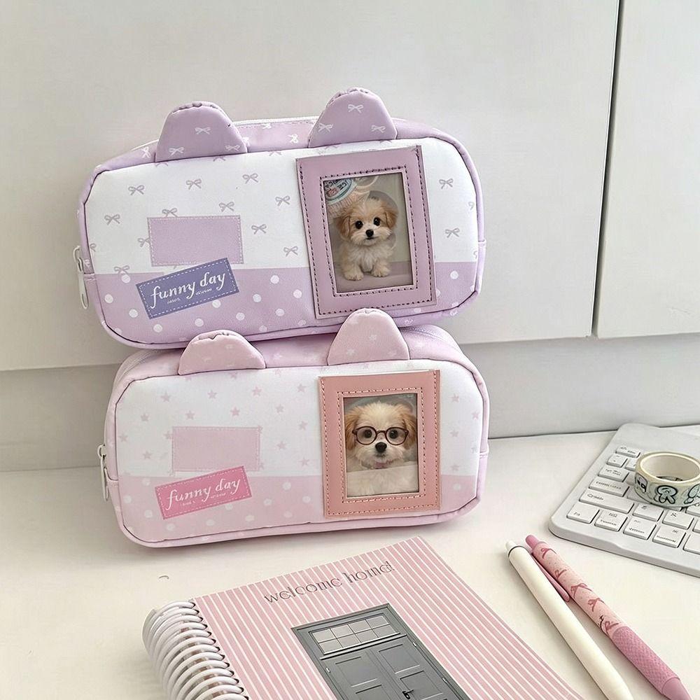 Large Capacity Pencil Case Polka Dot Star Bow Pencil Pouch Cute Pen Bag  School Supplies