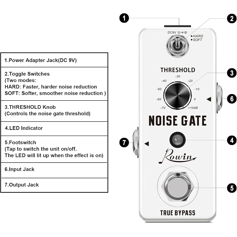 Rowin LEF-319 Noise Reduction Noise Gate Guitar Effects Pedals