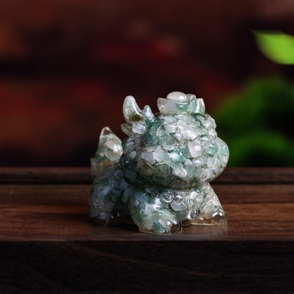 Natural Crystal Resin Animal Figurine With Stone Decor For Home Office Gift
