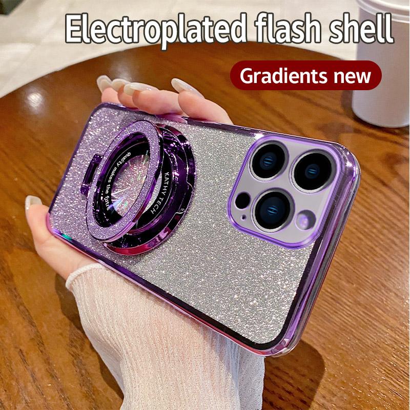 Electroplated Glitter Case For OPPO A1K A5 A7 A8 A9 A11X A12 A15 A17 A32 A36 A38 Magnetic Suction Bracket Soft TPU Back Cover
