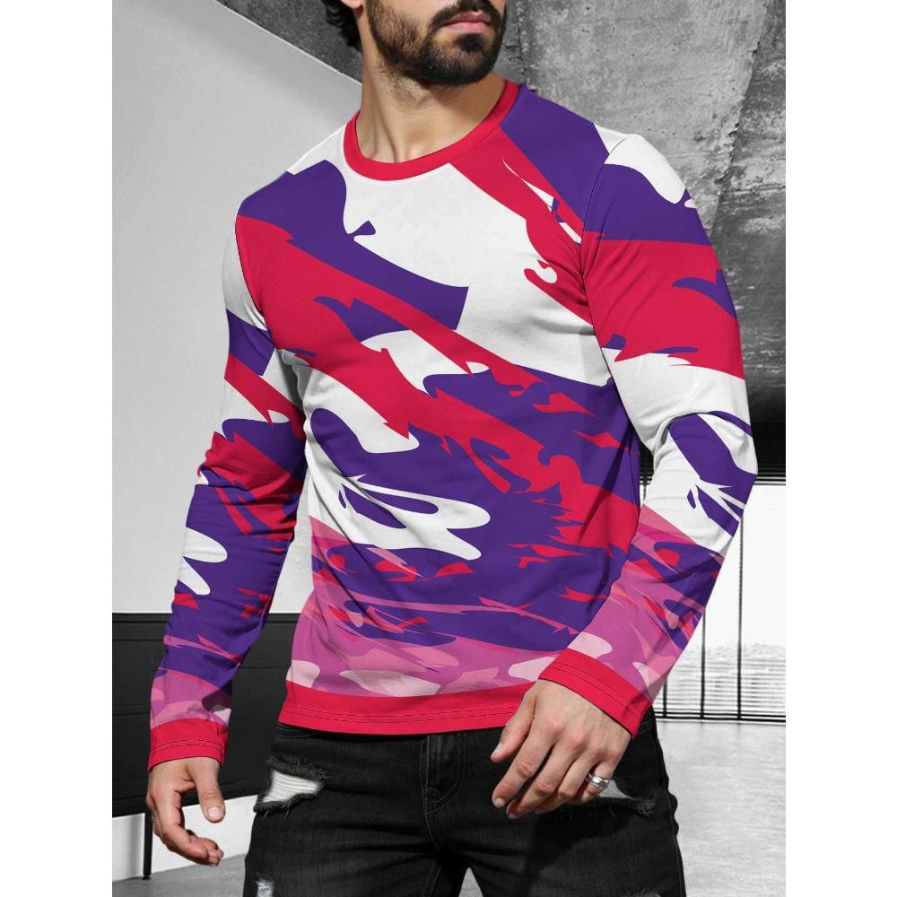 Men's Long Sleeved Casual Simple Style Fashionable Versatile Comfortable Casual Plus Size Men's T-shirt