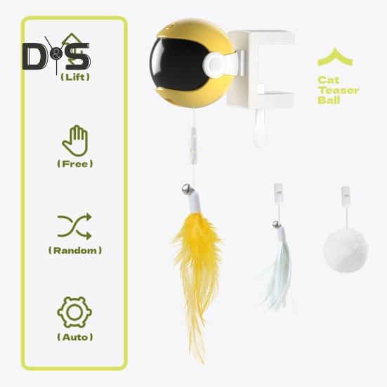 Elektrisches Katzenspielzeug mit Federn zum Aufhängen an der Tür, intelligentes Katzenspielzeug zum Selbstspielen, automatisches Katzenspielzeug mit flauschigem Federball und Quaste für Hauskatzen