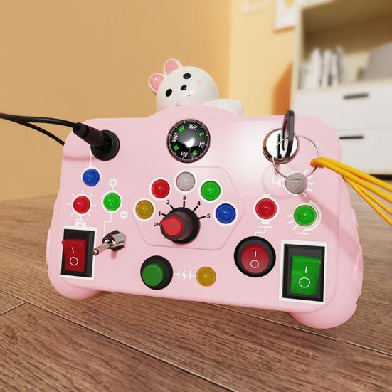 Toddler Animal Busy Board with LED Light Baby Light-up Switch Busy Board Game Machine Travel Kids Educational Learning Activity Toy Boys Girls
