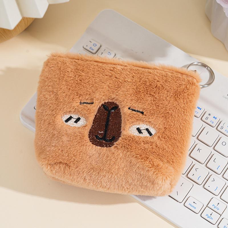 Trendy Capybara Cartoon Plush Coin Purse & Card Holder for Kids