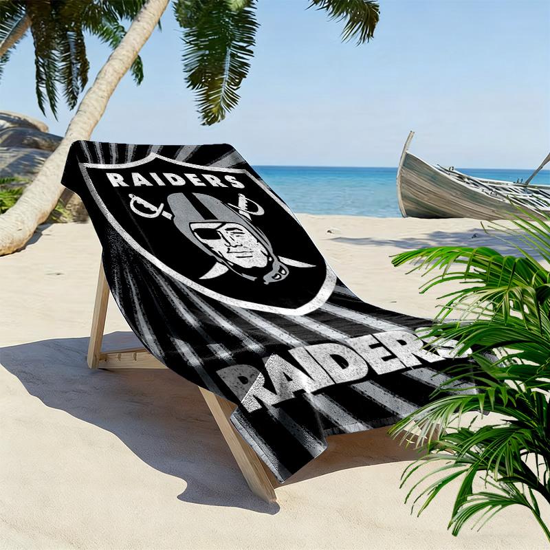 Oakland Raiders Print Beach Towel, Large Soft Quick Dry Towel for Beach Camping Swimming