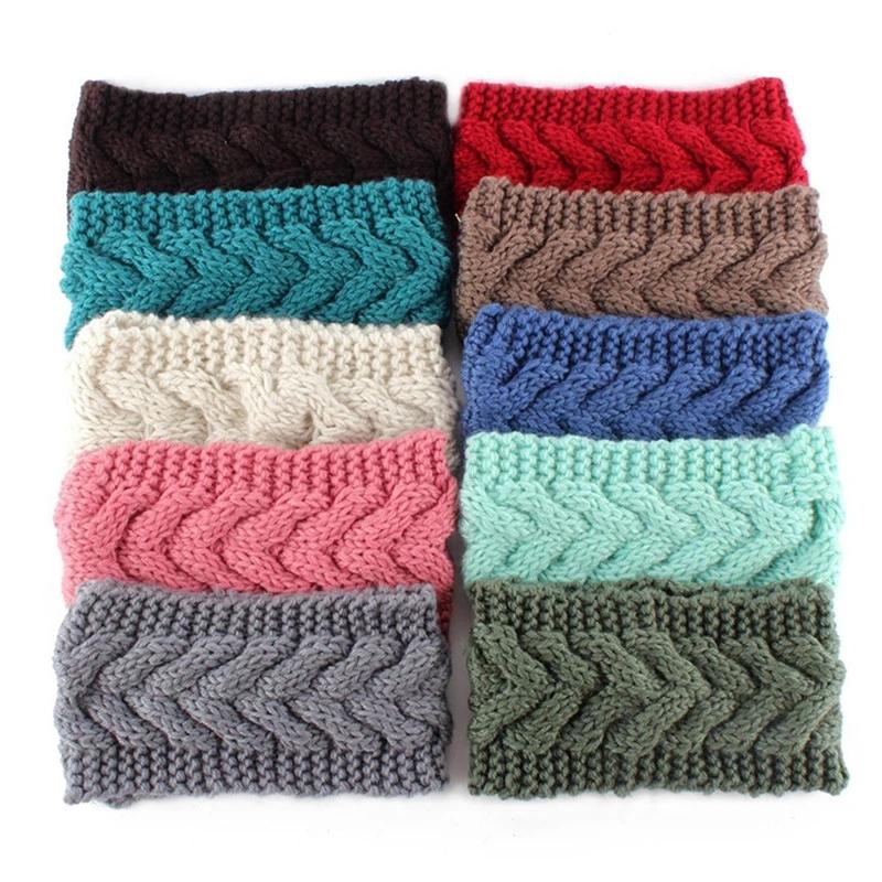 Winter Breite Stirnbänder für Damen Gestrickt Warm Turban Kopfwickel Dick Grob Ohrenwärmer Weich Stretch Häkel-Haarbänder Bandanas Haar-Accessoires