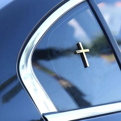 2Pcs Christian Sticker Car Exterior 3D Emblem Badge Decals Self-Adhesive Zinc Alloy Jesus Christ Stickers for Cars Trucks SUVs