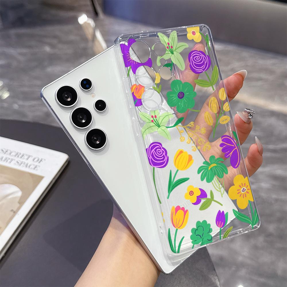 Vibrant Floral Pattern Phone Case for Samsung Galaxy S26 S25 S24 S23 S22 S21 S20 FE Plus Lucency TPU Protection Cover