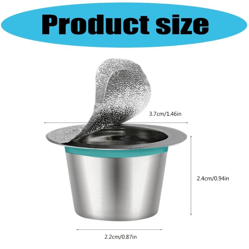 Coffee Capsules Cup Seal Film Set Stainless Steel Espresso Container Suitable for Espresso Machines Home Office Use