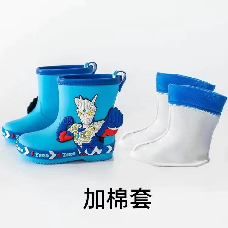 Ultraman Boys' Rain Boots Four Seasons Thick Sole Non-Slip Thick Sole Cartoon Zero Tiga Boys' Toddler Baby Rain Boots