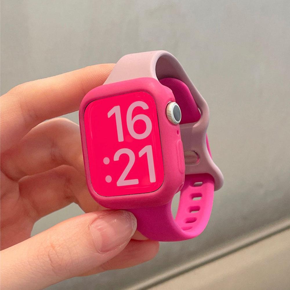 

Силіконовий чохол+Ремінець кольору цукерки для Apple Watch Series 10 9 8 7 46 42мм Ремінець SE 6 5 4 44 40мм Нейлоновий ремінець Strap для iwatch Ultra 49мм 38mm series 1 2 3
