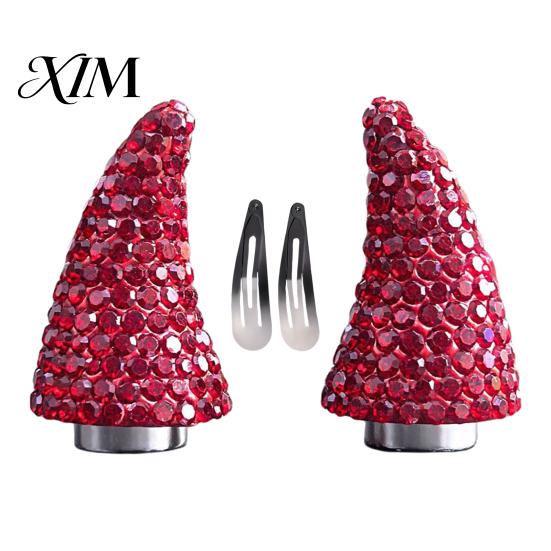 Rhinestone Devil Horns for Halloween Magnetic Hair Accessories Cosplay, Sparkling Detachable Horn Ornaments 3D Clips with Strong Suction Holiday
