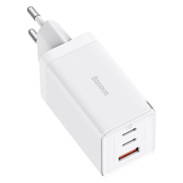 Fast GaN 2x USBC USB Charger 65W USBC Cable White