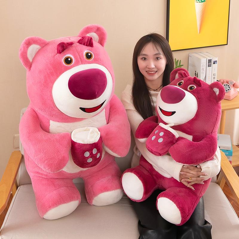 Cute Strawberry Bear Plush Pillow Perfect Gift For Comfort And Cuddles