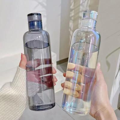 500ml/750ml Plastic Bottle For Water Girl Cute Drinking Bottle For Children Gym School Water Bottle With Time Scale Drinkware