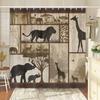 African Shower Curtain for Bathroom Elephant, Giraffe, Leopard Print  Cabin Tropical Forest Decorative Curtain With Hooks